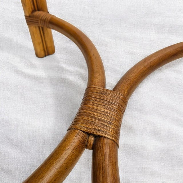 Tan Vintage Glass Top Bamboo Side Tables - Celerie Kemble Style Mid Century Modern Glamour For Sale - Image 8 of 11