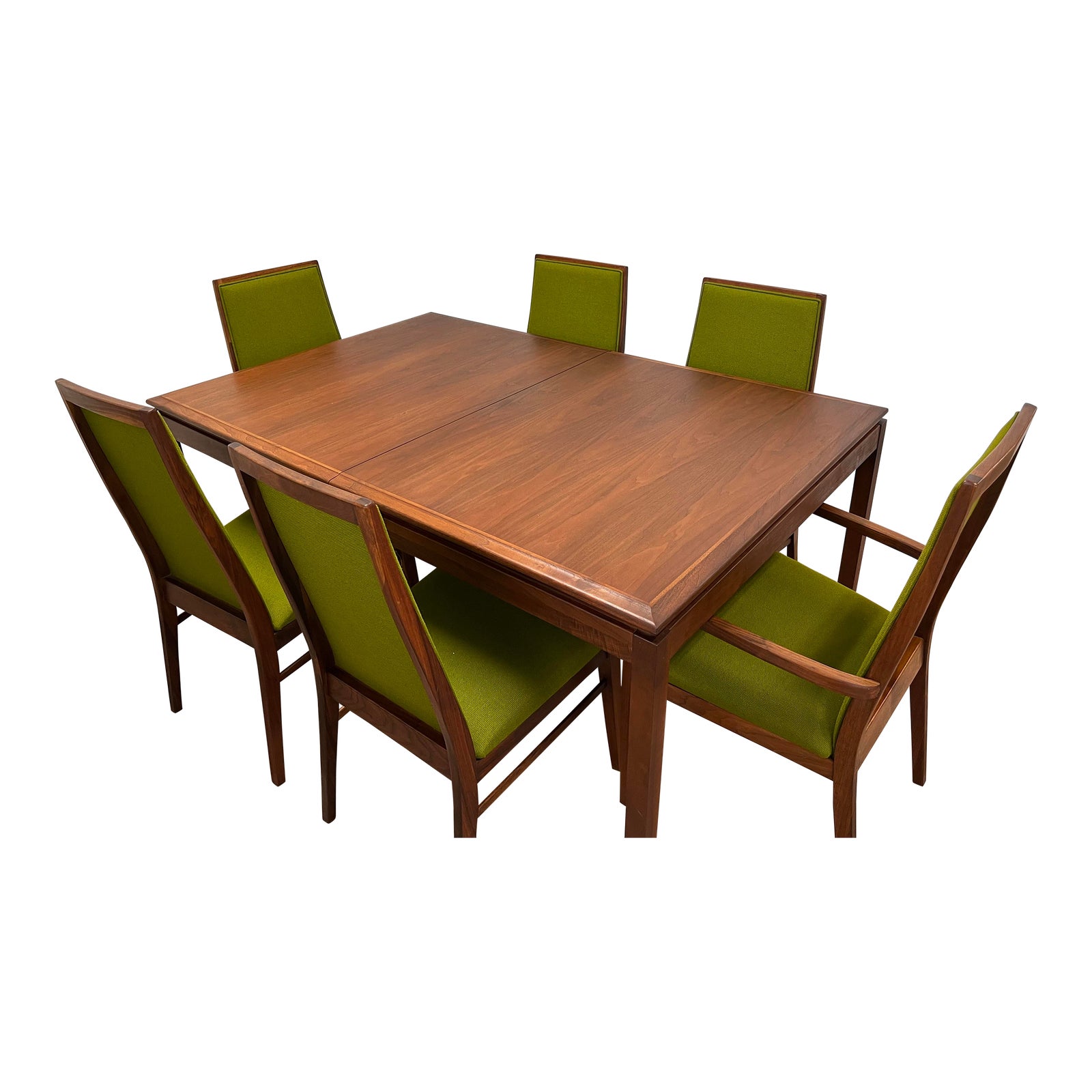 Mid 20th Century Walnut Dining Table & 6 Chairs by Dillingham Chairish