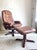 Set of Scandinavian Brown Leather Recliner Lounge Chair with Ottoman, 1990 For Sale - Image 16 of 17