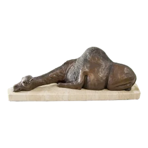 Bronze Resting Camel Sculpture on Marble Stand French School