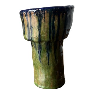 Drip Glazed Terracotta Vase Pottery Signed Pi For Sale
