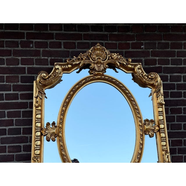 1970 French Louis XVI Gold Beech Wall Mirror 1pc For Sale - Image 9 of 13