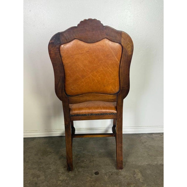 Set of Ten French Carved Wood Dining Chairs With Leather Upholstery For Sale - Image 15 of 18