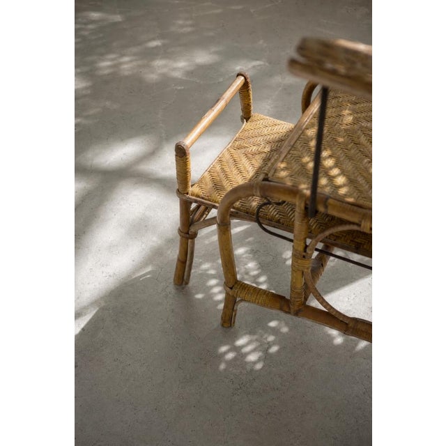 Vintage German Rattan Lounge Chair with Extendable Ottoman, 1930s For Sale - Image 16 of 18