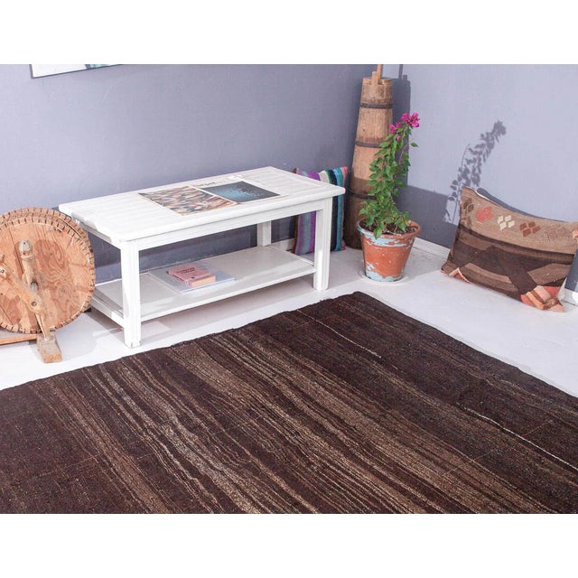Square Large Vintage Brown Kilim Rug For Sale In Los Angeles - Image 6 of 6