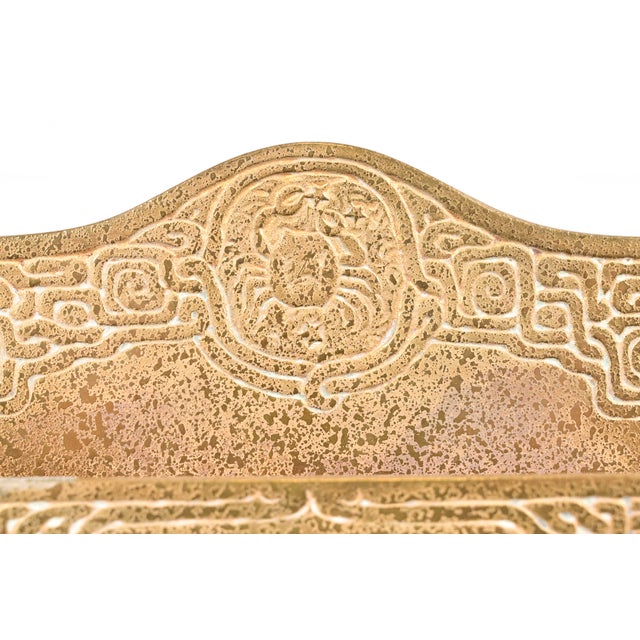 Metal Tiffany Studios New York Zodiac Pattern Bronze Doré Letter Rack For Sale - Image 7 of 17