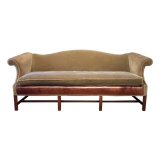Vintage American Camel Back Mohair Sofa For Sale