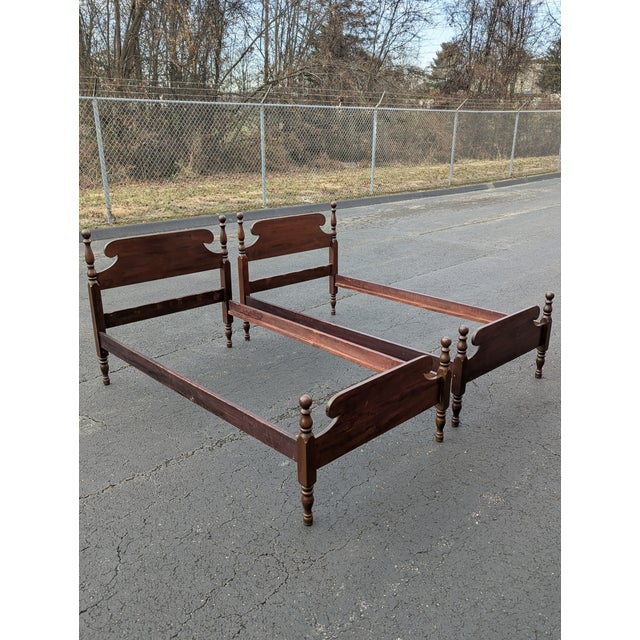Mid 20th Century Pair of American Empire Style Twin-Size Bed Frames For Sale - Image 11 of 12