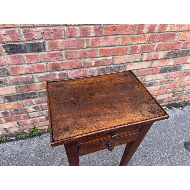 Wood 19th Century French Country Two Drawer Side Table For Sale - Image 7 of 12