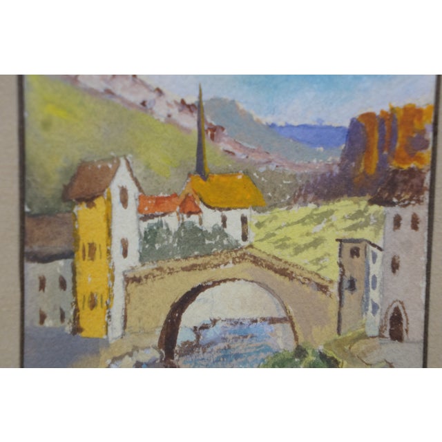 Mid Century Helen McRae Architectural Watercolor City Landscape Paintings 9" - Set of 2 For Sale - Image 10 of 12