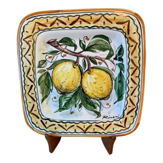 Vintage Hand Painted Lemon Ceramiche Artistiche Italian Plate For Sale