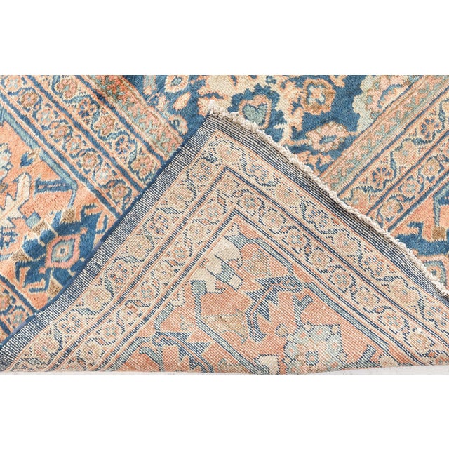 Blue Authentic 19th Century Persian Sultanabad Handmade Wool Rug For Sale - Image 8 of 11
