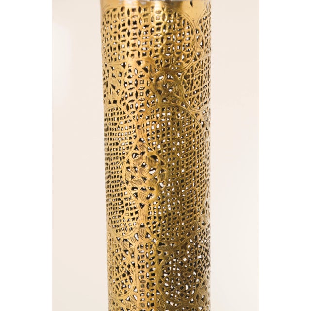 Antique Egyptian Middle Eastern Brass Candleholder Floor Lamp For Sale - Image 12 of 13