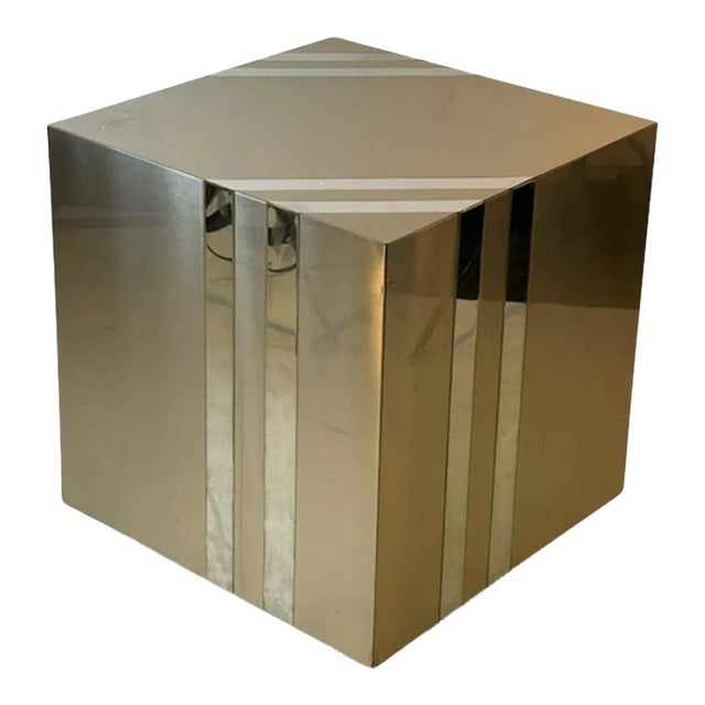 1970s Pierre Cardin Modernist Striped Chrome Cube For Sale