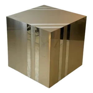 1970s Pierre Cardin Modernist Striped Chrome Cube
