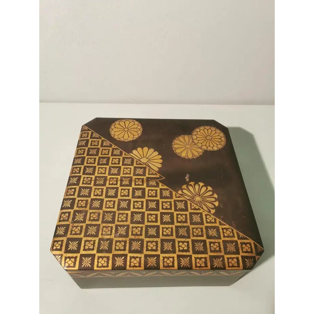 Japanese Lacquered Wooden Box in Gold, 1890s For Sale - Image 10 of 10