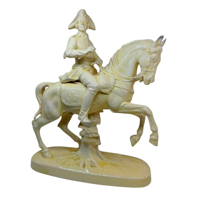 Porcelan King Frederick II of Prussia on Horseback Statue in Ceramic, Early 20th Century For Sale