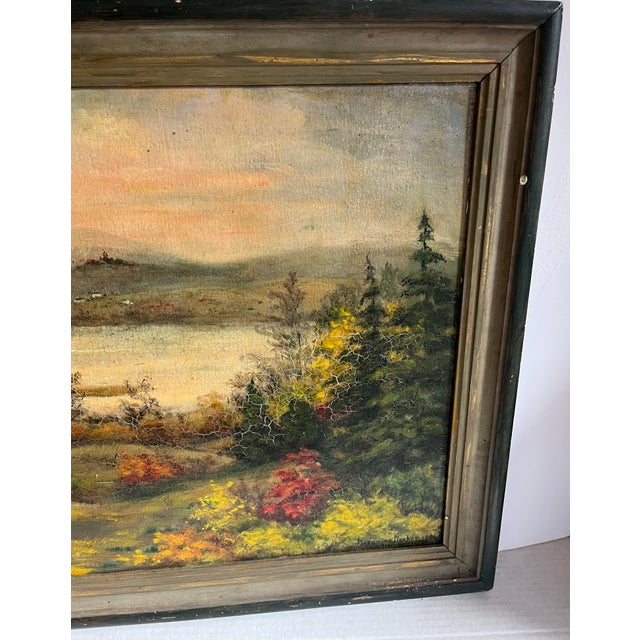 1950s Jasmine Decker 1953 Hudson Valley Landscape Oil on Board Painting For Sale - Image 5 of 11