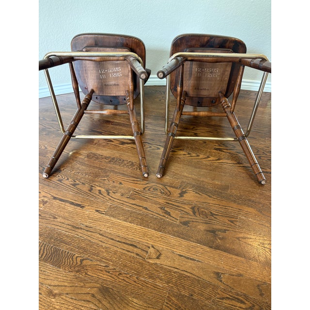 Late 20th Century Vintage Ethan Allen Old Tavern Swivel Bar Stools, Model 12-9505 – Pair For Sale - Image 5 of 12