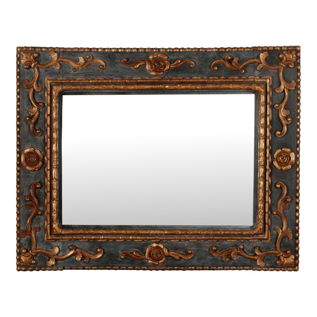 Painted and Parcel Gilt Italian Mirror For Sale