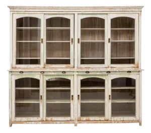 1900s French Wood Patinated Eight-Door Vitrine