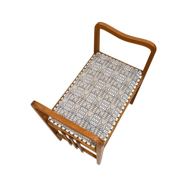Wood Vienna Secession Ottoman in Ashwood and Backhausen Fabric, Vienna, 1900s For Sale - Image 7 of 11