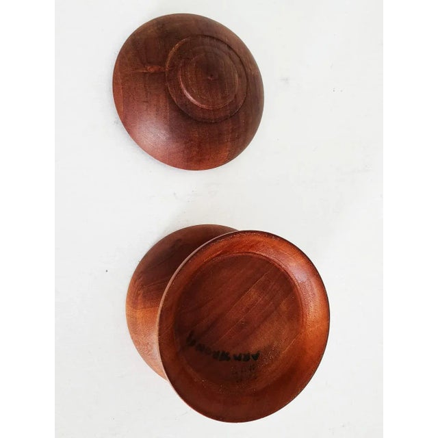 Wood Early 21st Century Teak and Walnut Wood Treenware Spherical Jar With Lid For Sale - Image 7 of 9