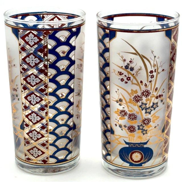 Chinoiserie' Pattern Tom Collins/ Tall Glasses by Culver USA, Circa 1960s - Set of 12 For Sale In West Palm - Image 6 of 9