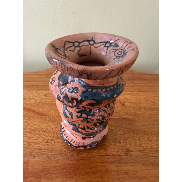 Small Brutalist Abstract Earthenware Pottery Vase For Sale - Image 4 of 7
