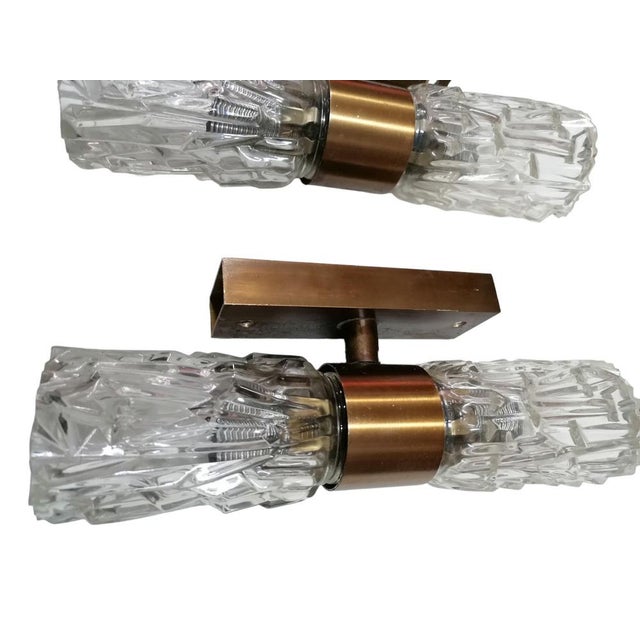 Sconces in Faceted Glass, 1950s, Set of 2, in Flawless conditions. Designed 1950 to 1959 European Plug (up to 250V).The...