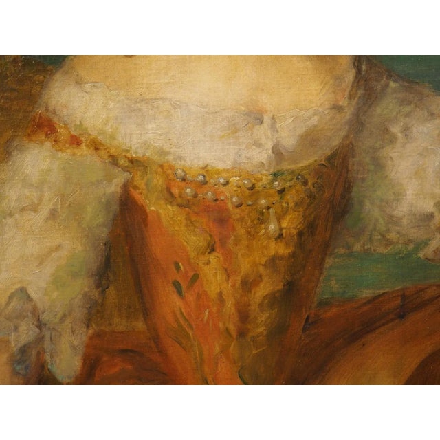 Textile 19th Century French Overdoor Painting, the Cellist For Sale - Image 7 of 12