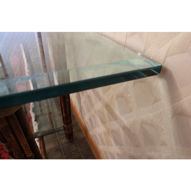 McGuire McGuire Glass and Bamboo Hallway Side Table For Sale - Image 4 of 9