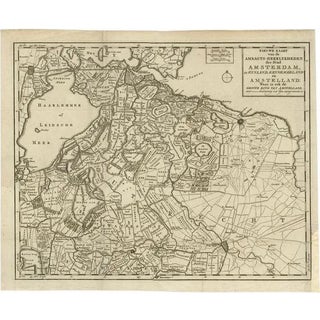 Antique Map of Amsterdam by Wagenaar, 1760s For Sale