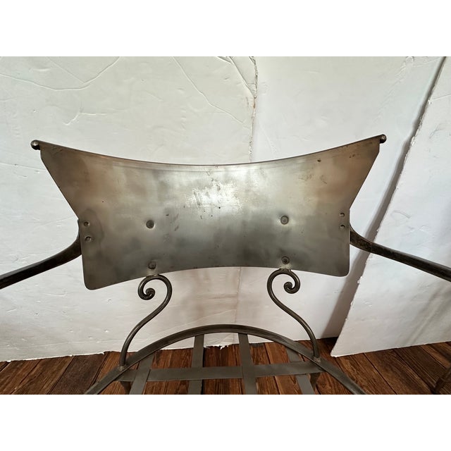 Hollywood Regency Hand Wrought Steel Italian Dining Armchairs-Set of 5 For Sale - Image 3 of 15