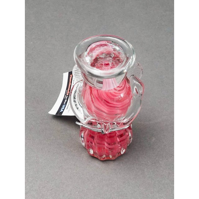 Late 20th Century Vintage Blenko Angel Pink Swirl Hand Blown Art Glass Figurine Sculpture For Sale - Image 5 of 8