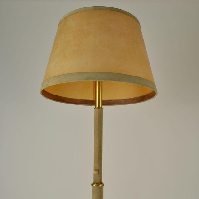 Metal Leather and Parchment Floor Lamp, 1960s For Sale - Image 7 of 13