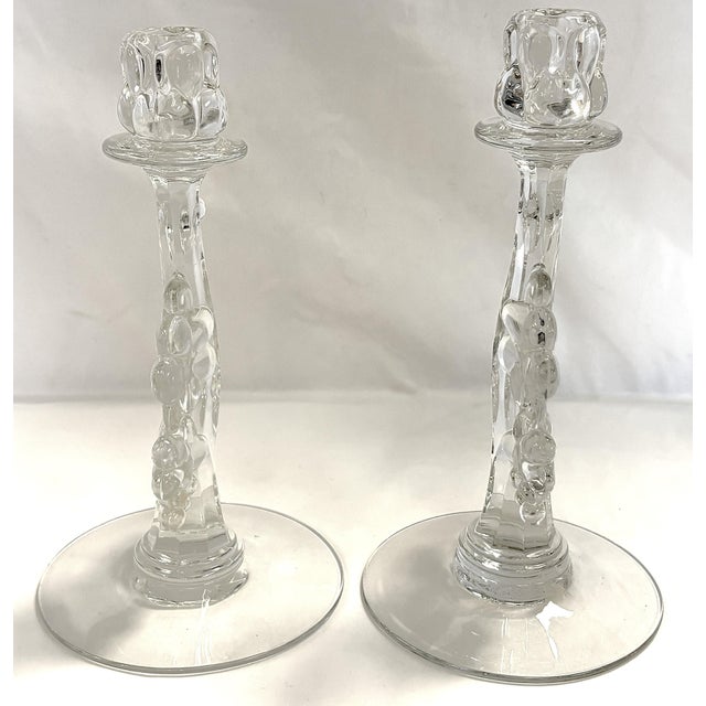 1940's Heisey Glass Grape Cluster Candlesticks- A Pair For Sale In West Palm - Image 6 of 13