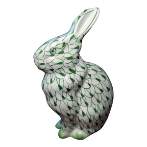 Vinatge Herend Style Andrea by Sadek Green Fishnet Rabbit Figurine