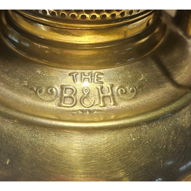 Metal Bradley and Hubbard 1880's "Patent Applied For", Hobnail Milk Glass "Ring of Fire"' Shade For Sale - Image 7 of 18