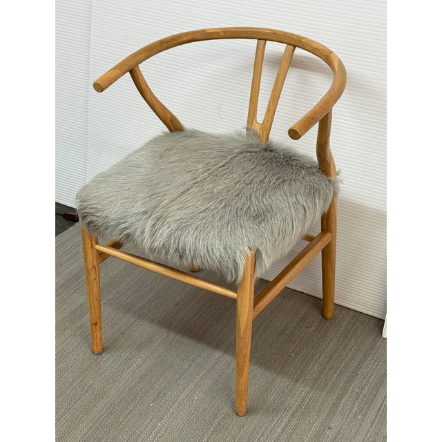Mid-Century Modern H D Buttercup Kairo Goat Hide Wishbone Chair For Sale - Image 3 of 12