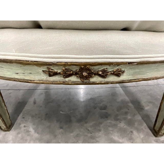 French Antique Louis XVI Style Venetian Italian Curved Settee Sofa For Sale - Image 3 of 12