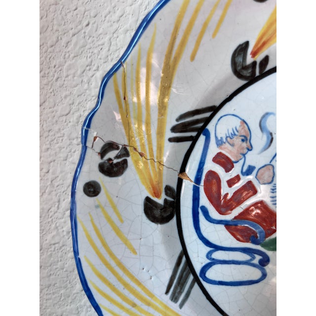 Ceramic Antique 1917 Hr Quimper Assiettes Du Cercle Du Soldat/Circle of the Soldier of the 6th Arrt Faience Plates, Tenir or Hold, War Plates For Sale - Image 7 of 9