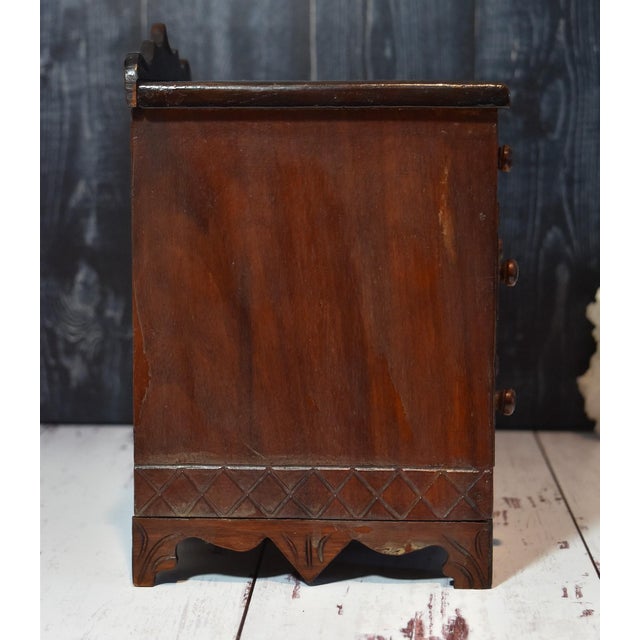 Wood Vintage Miniature East Lake Style Chest of Drawers Jewelry Dolls For Sale - Image 7 of 17