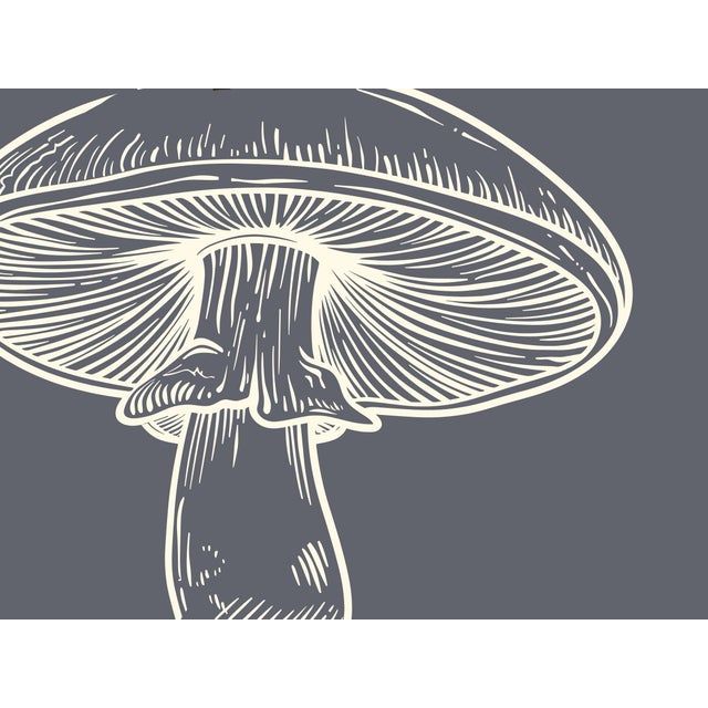 Contemporary Mushrooms Set of Two Gray Colorway 16 X 20 Prints Reproduction For Sale - Image 3 of 4