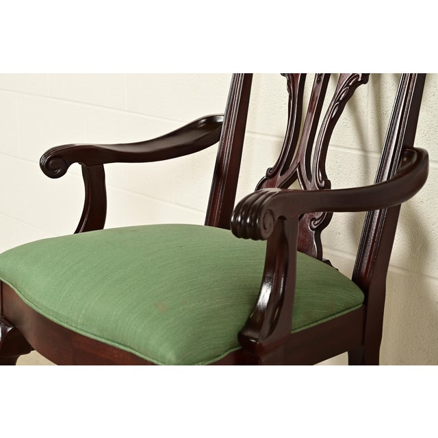 Thomasville Chippendale Carved Mahogany Dining Chairs, Set of Eight For Sale - Image 9 of 14