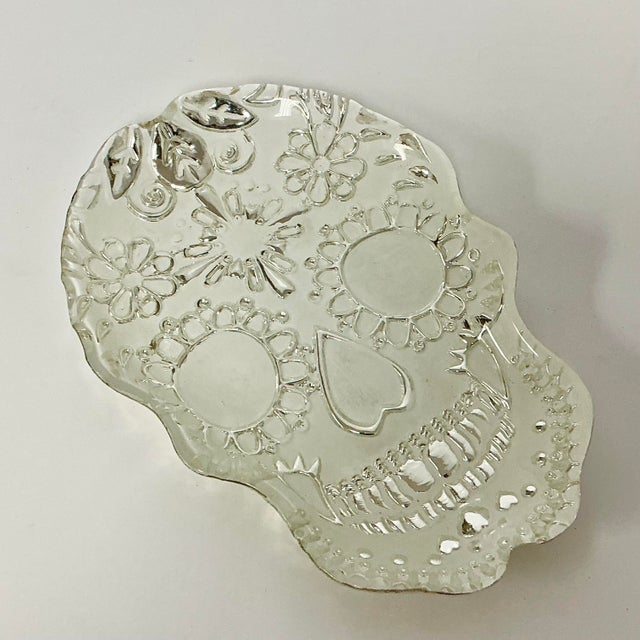 1990s 1980s Vintage Boho Chic Mexican Style Skull Decorative Bowl, Halloween For Sale - Image 5 of 7
