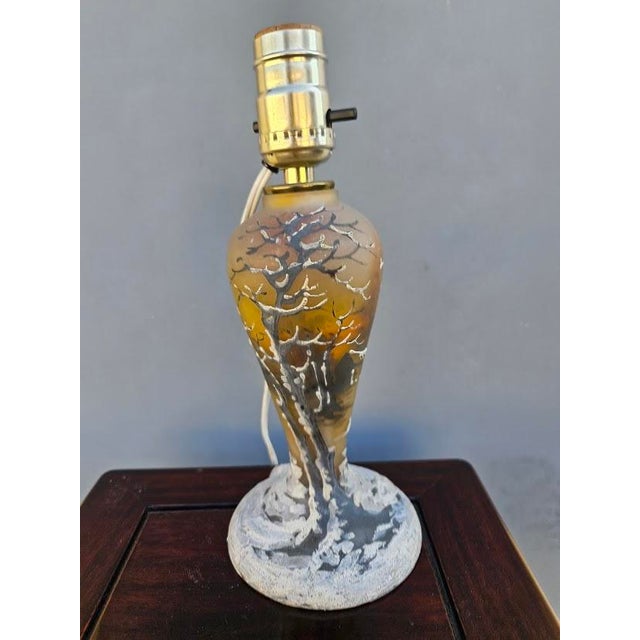 Art Nouveau French Signed Art Glass Lamp Base For Sale - Image 3 of 7