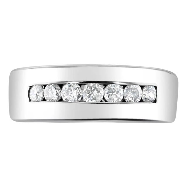 Half Carat Wide Channel Set Diamond 14k White Gold Wedding Band, Size 9 For Sale