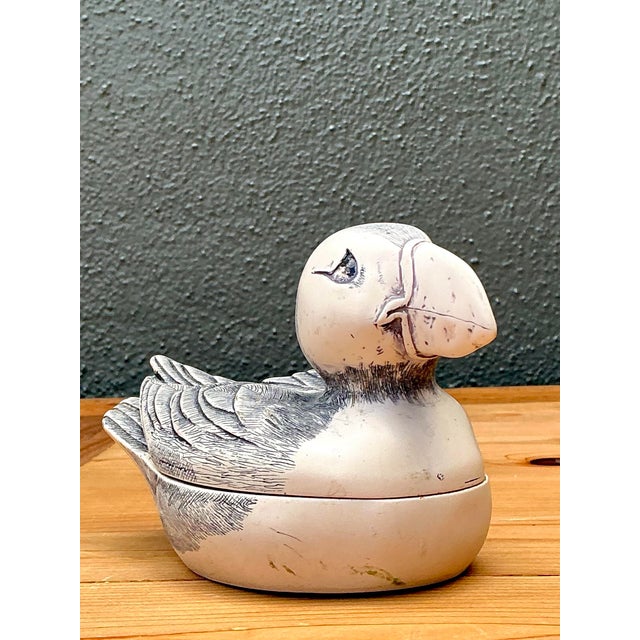 Vintage Hand Painted Puffin Ring Box For Sale - Image 9 of 12
