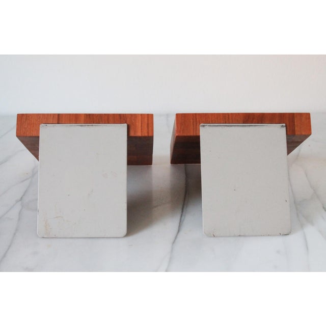 Mid-Century Square Butcher Block Wood Bookends For Sale - Image 10 of 10
